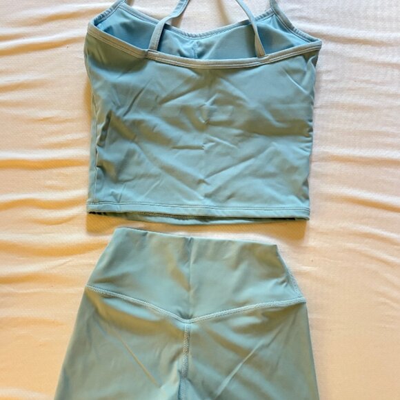 2-Piece Active Set – Light Blue (Cami Top + High Waist Shorts) - Picture 4 of 4